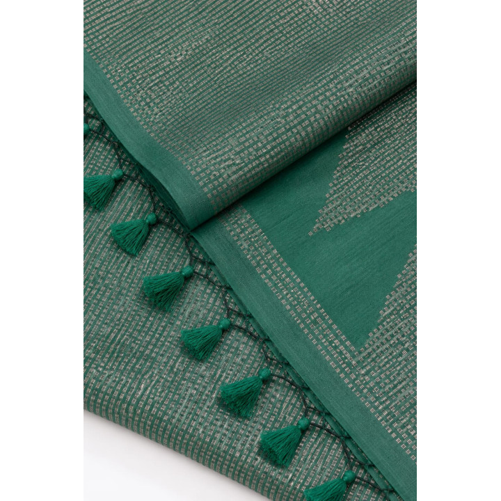 PREMIUM GREEN LINEN SAREE
