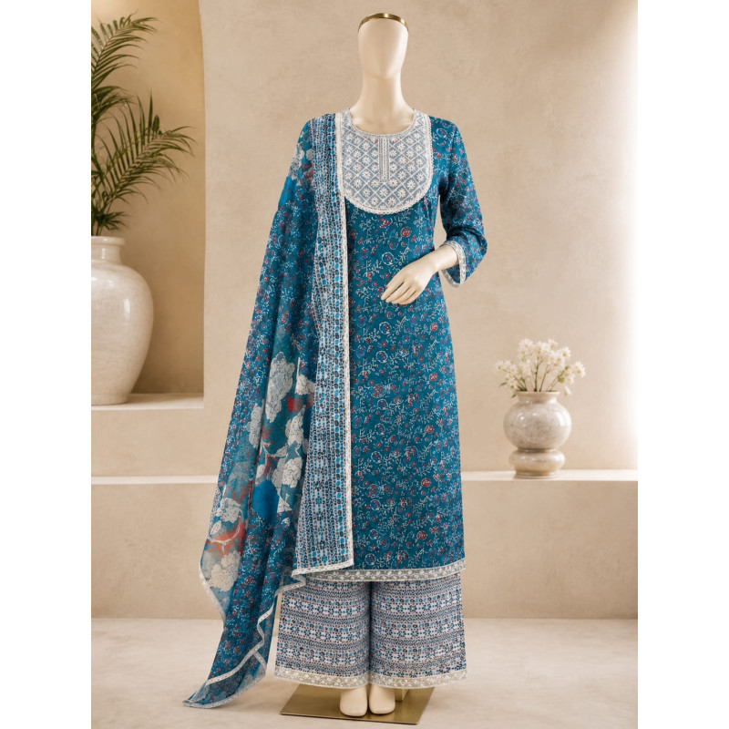 Elegant Blue Printed Salwar Set