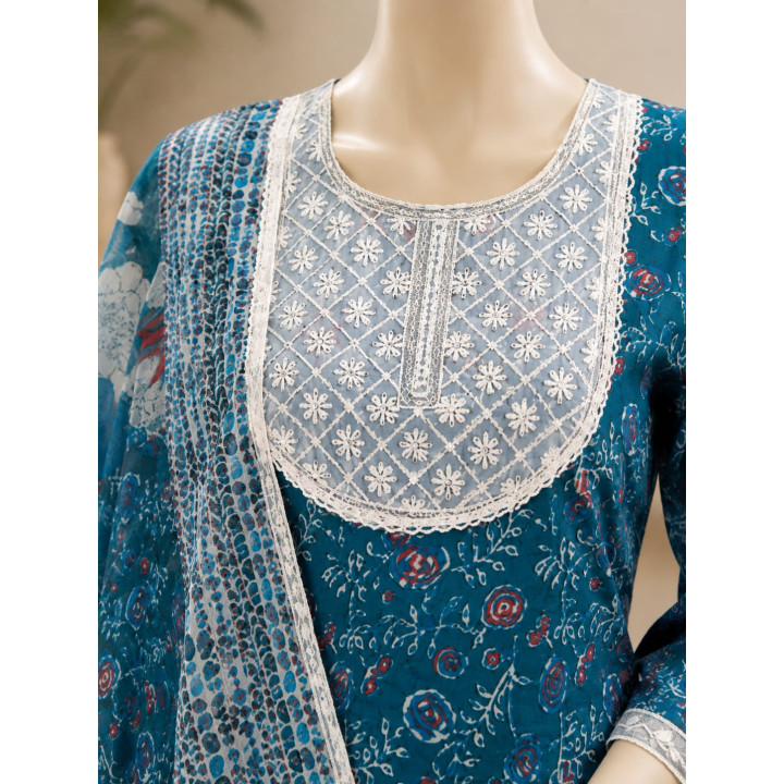 Elegant Blue Printed Salwar Set